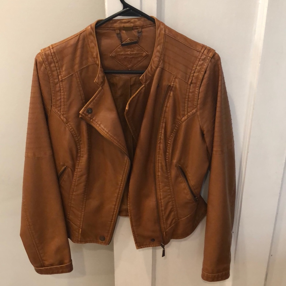 Faux Tan Leather Jacket